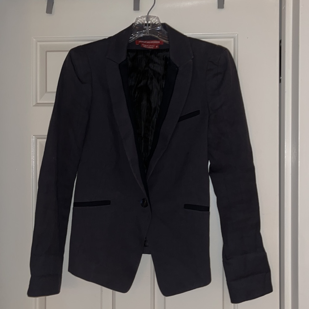 Comptoir des Cotonniers Grey Blazer with Black Inserts on Lapels and Pockets